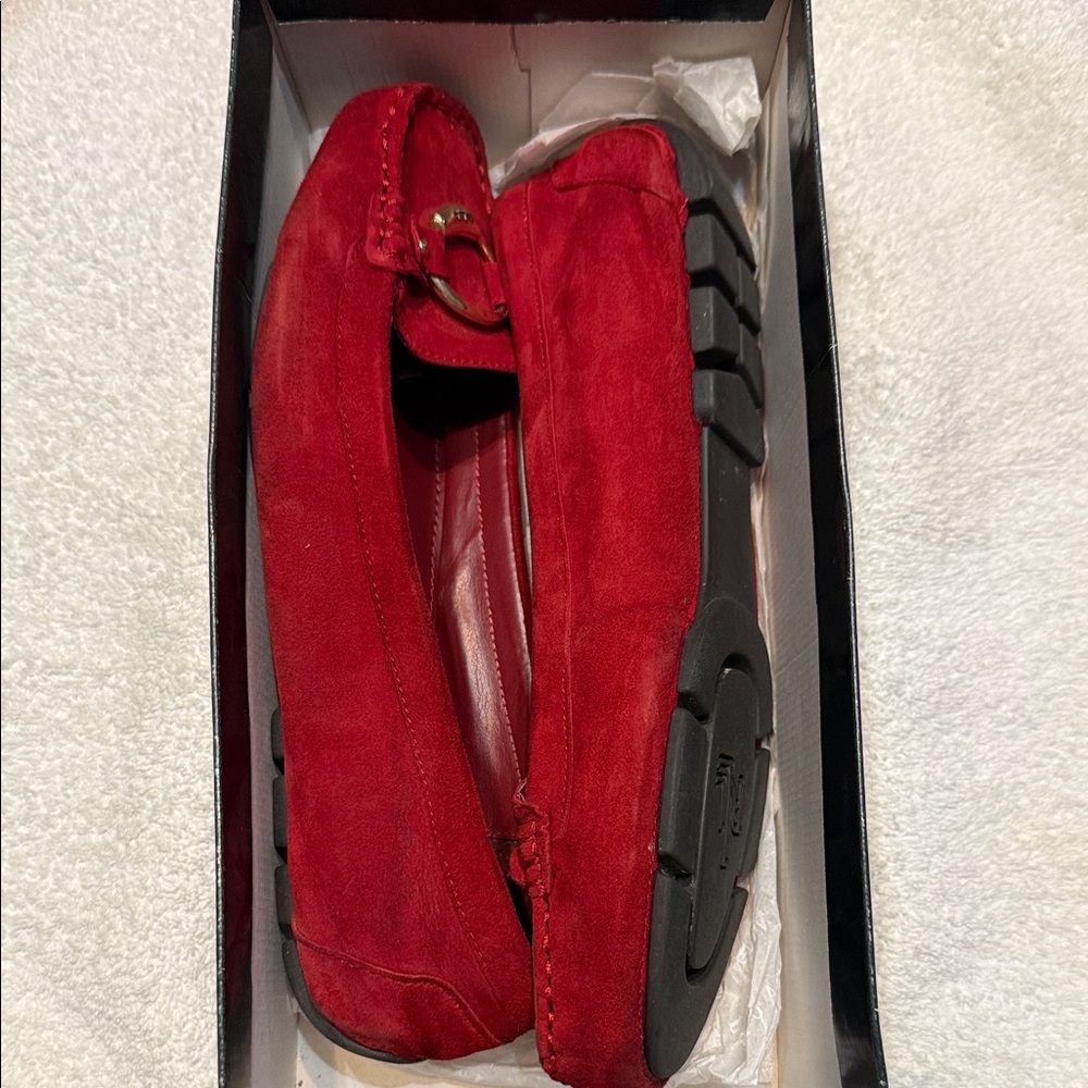 Women red loafers